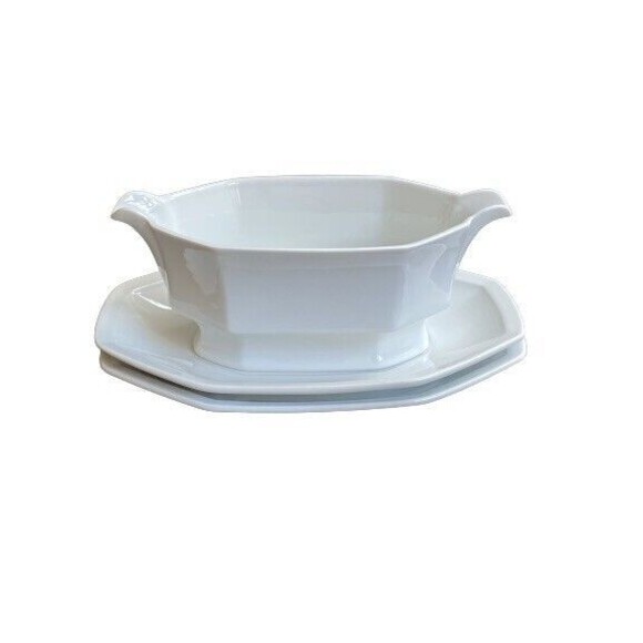 Gravy Boat W/2 UnderPlate Maison Blanche Fine China by CHRISTOPHER STUART Y0008 - Picture 6 of 12